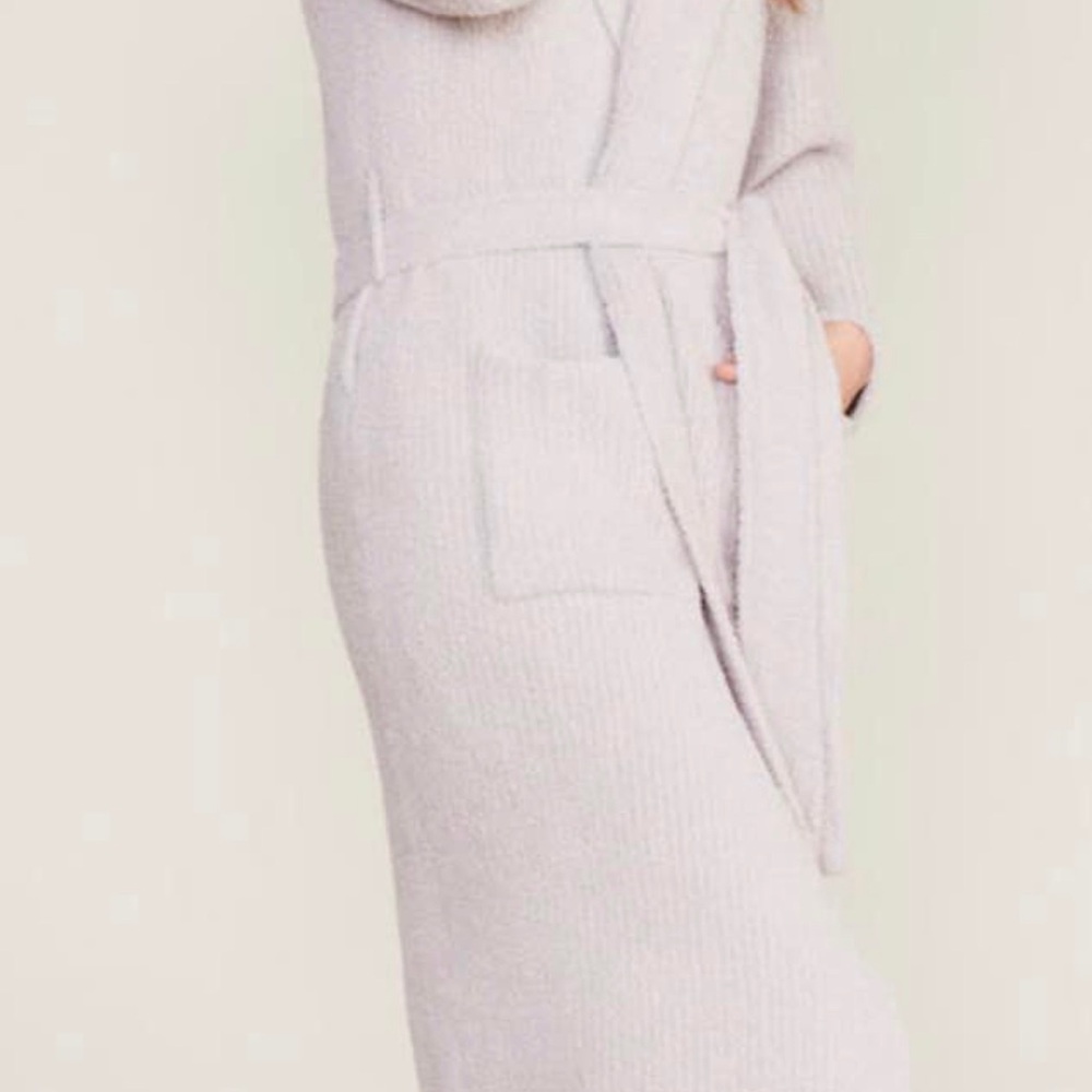 Barefoot Dreams Light Lavender Ribbed Hooded Robe